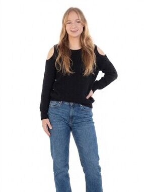 Mossimo Supply Co. Black Cold Shoulder Knit Sweater Size Small Open Shoulder